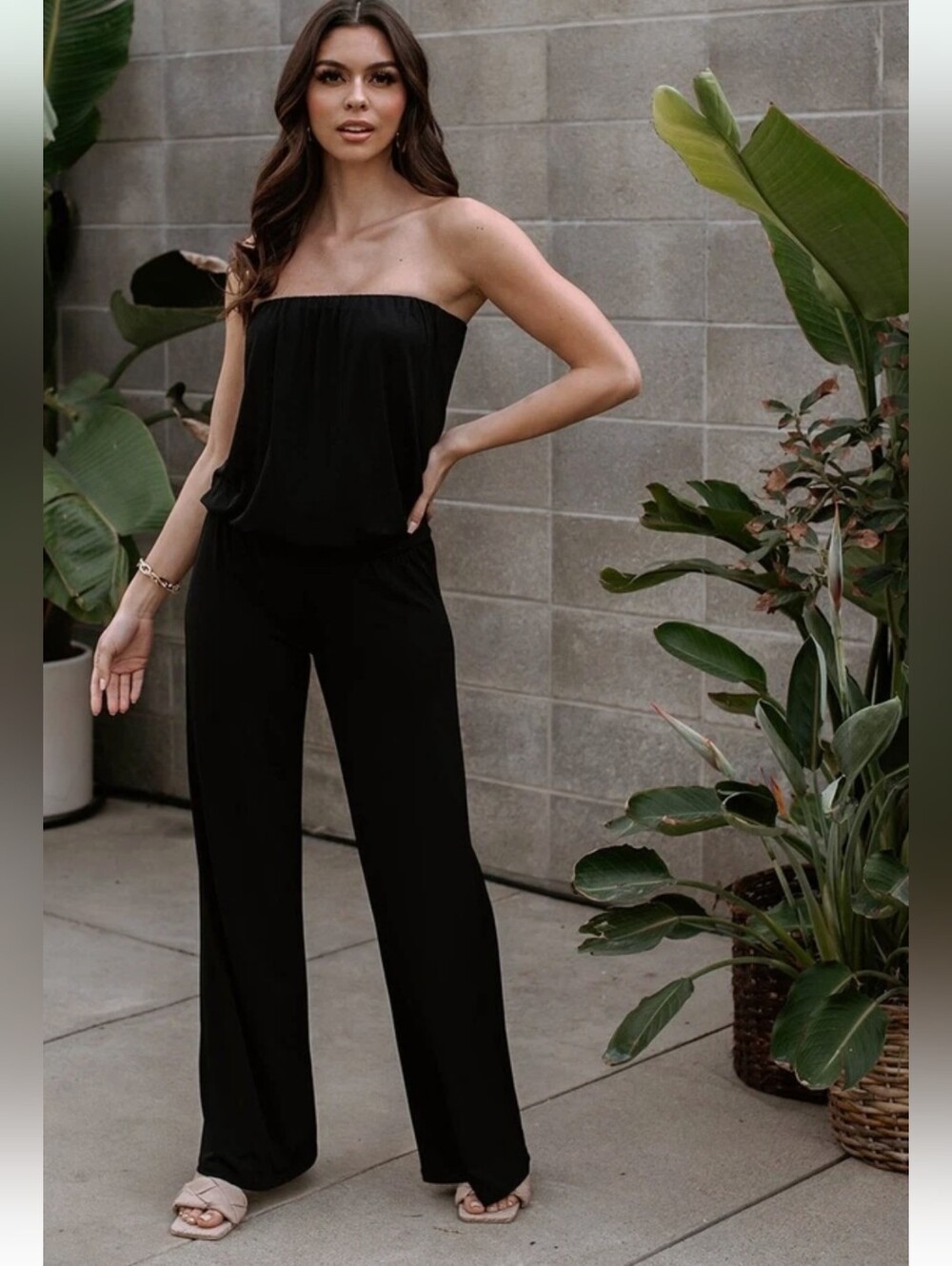 Joie | Strapless Black Wide-Leg Jumpsuit